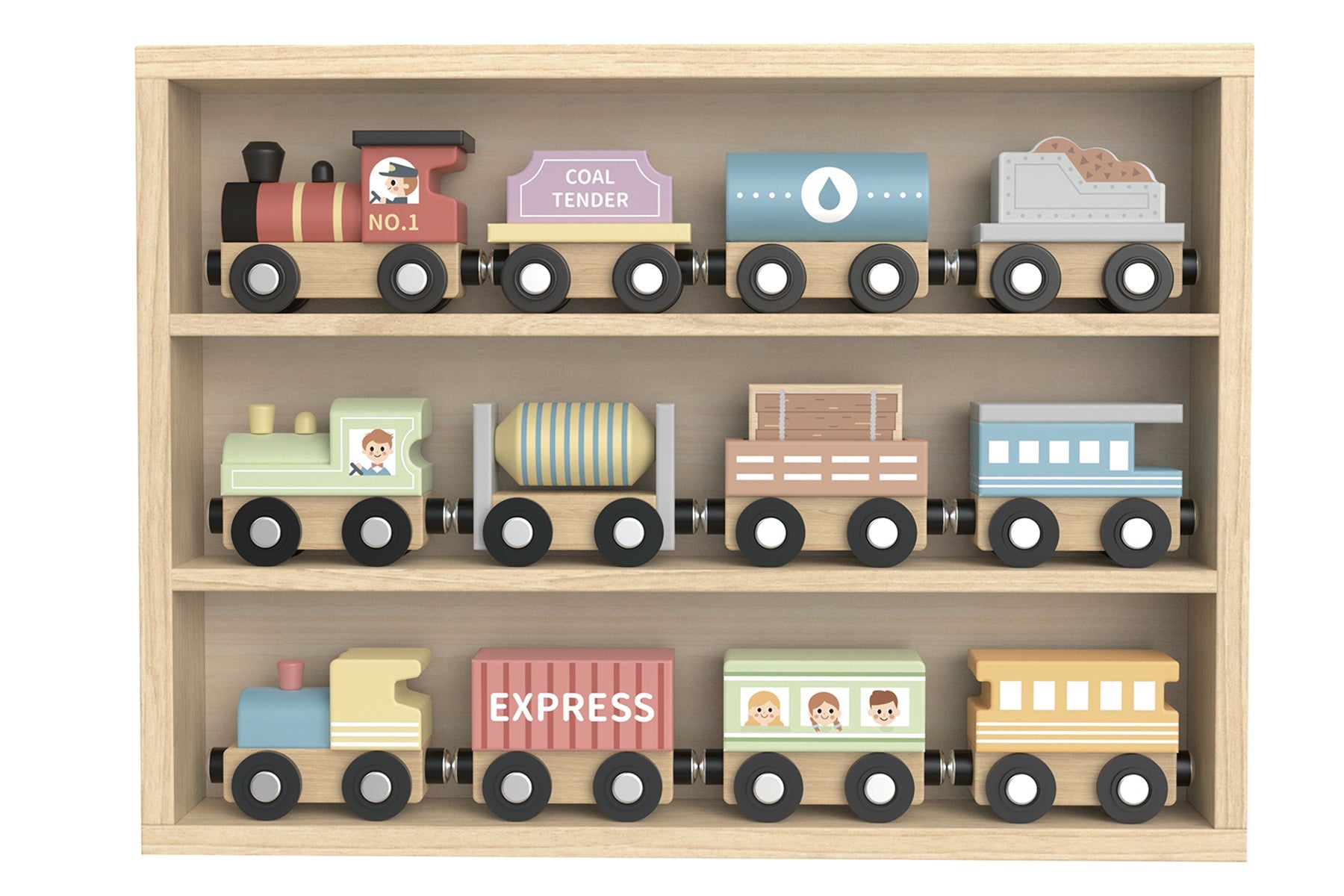 MY FOREST FRIENDS WOODEN TRAIN & CARRIAGE SET - Bamboo Sprout
